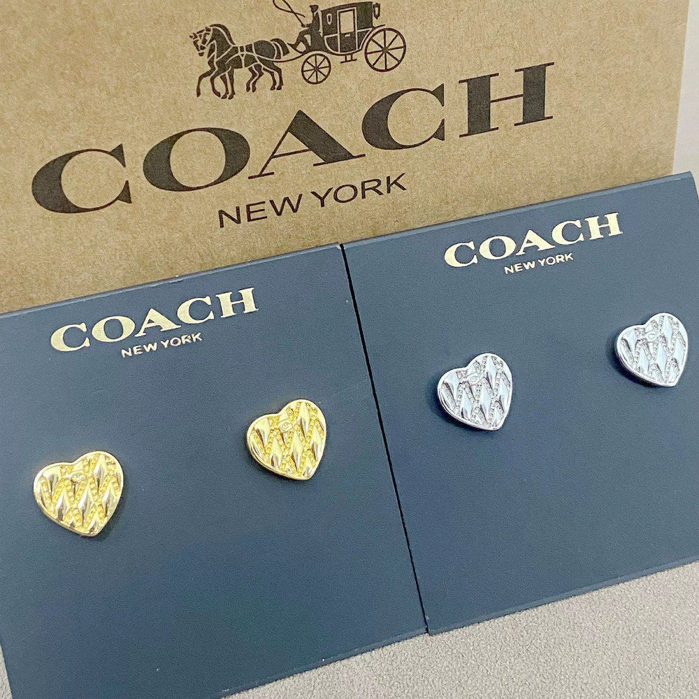 Coach 3D Heart Bread Stud Earrings